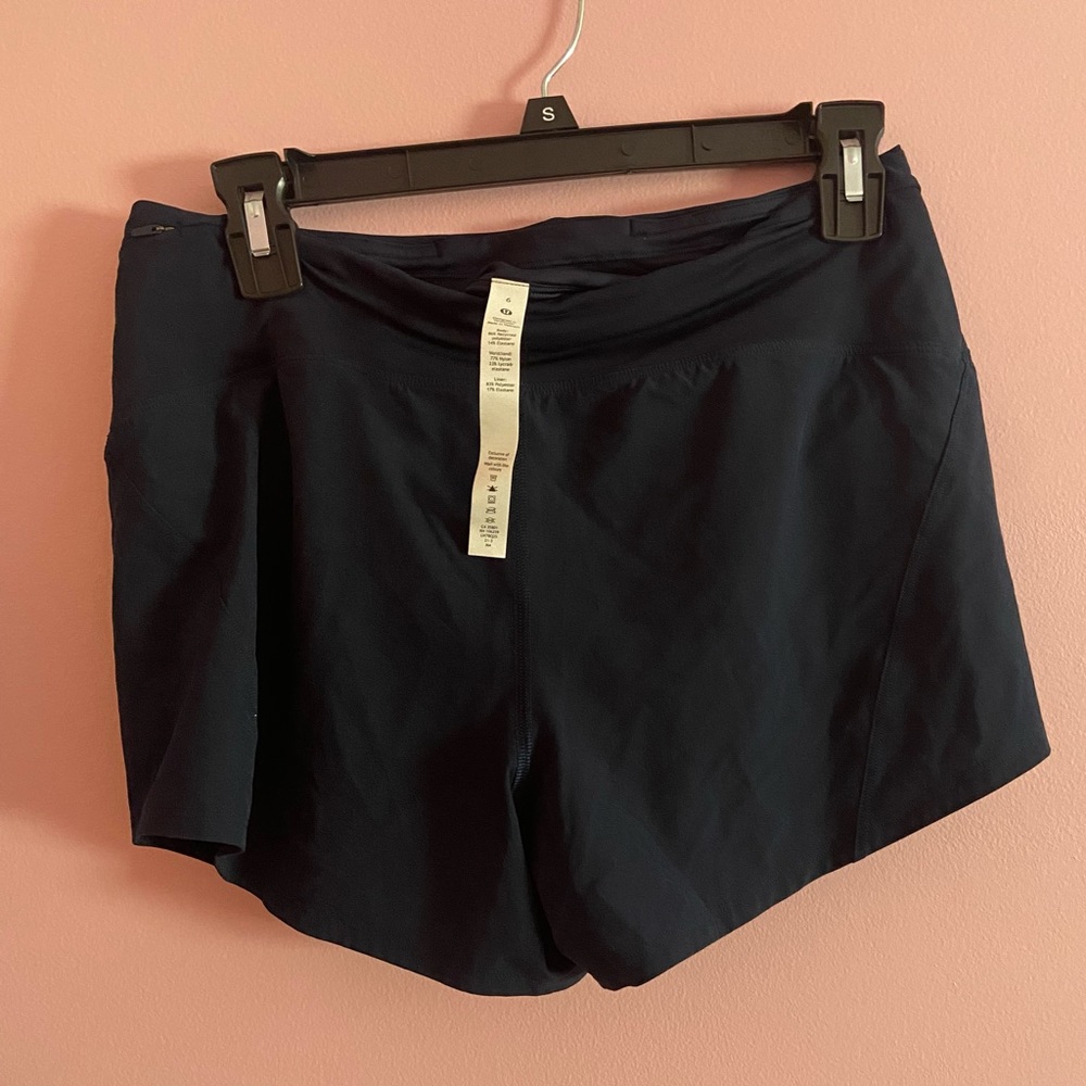 LULULEMON Navy Blue High Rise 6 inch Shorts